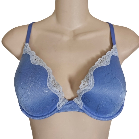 Maidenform Custom Lift Jacquard Bra with Lace Blue Push Up Bra Size Women's - Picture 1 of 10